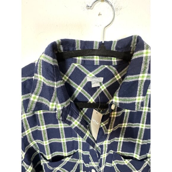 Aerie Women's Plaid Button Front Long Sleeve Romper Size Small NWT Blue Green - Picture 4 of 13
